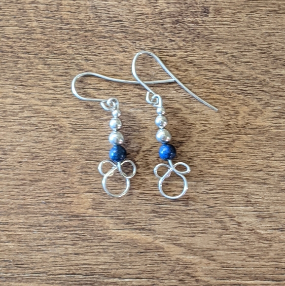 Sterling & Lapis Vintage earrings - Picture 3 of 6